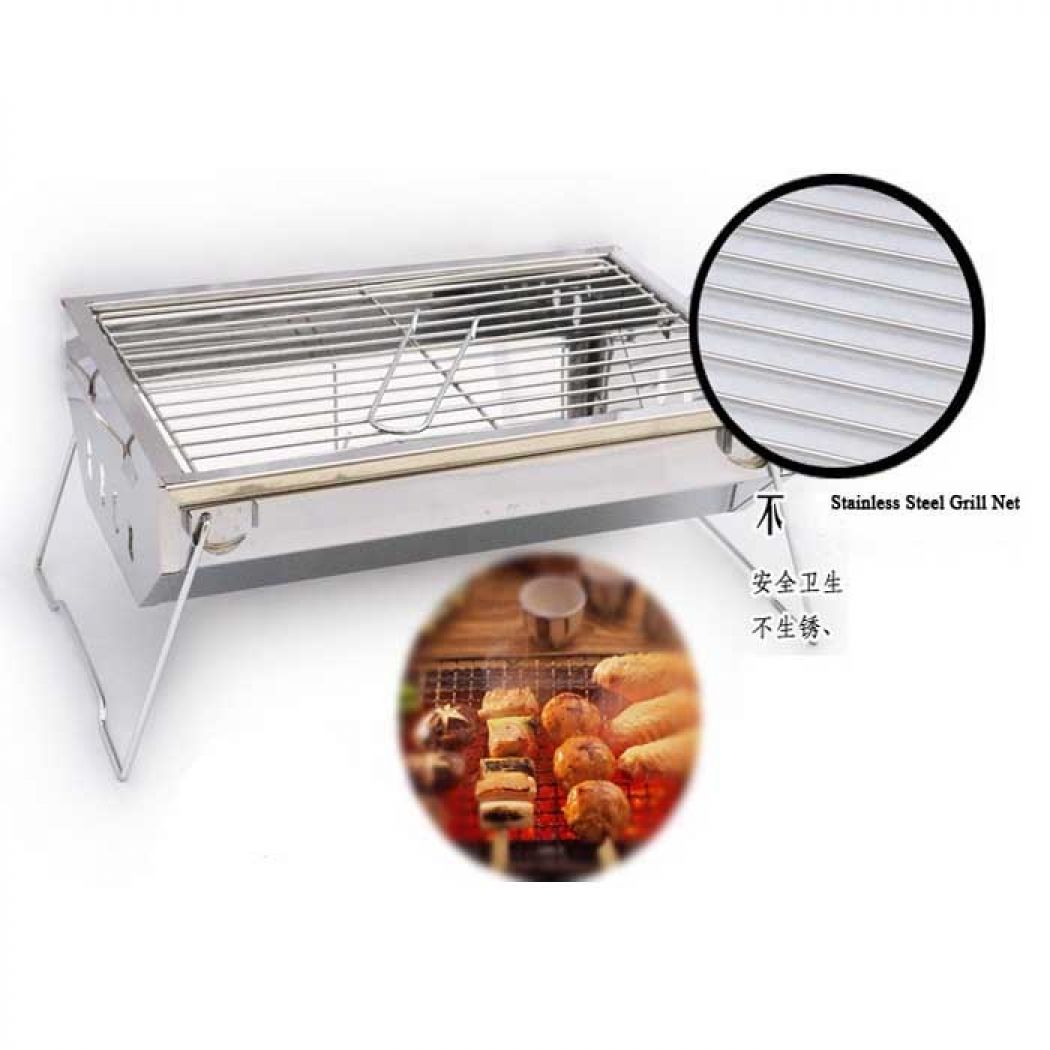 1 Easy Cleaning Stainless Steel Charcoal BBQ Grill Portable Folding